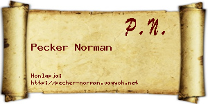 Pecker Norman névjegykártya
